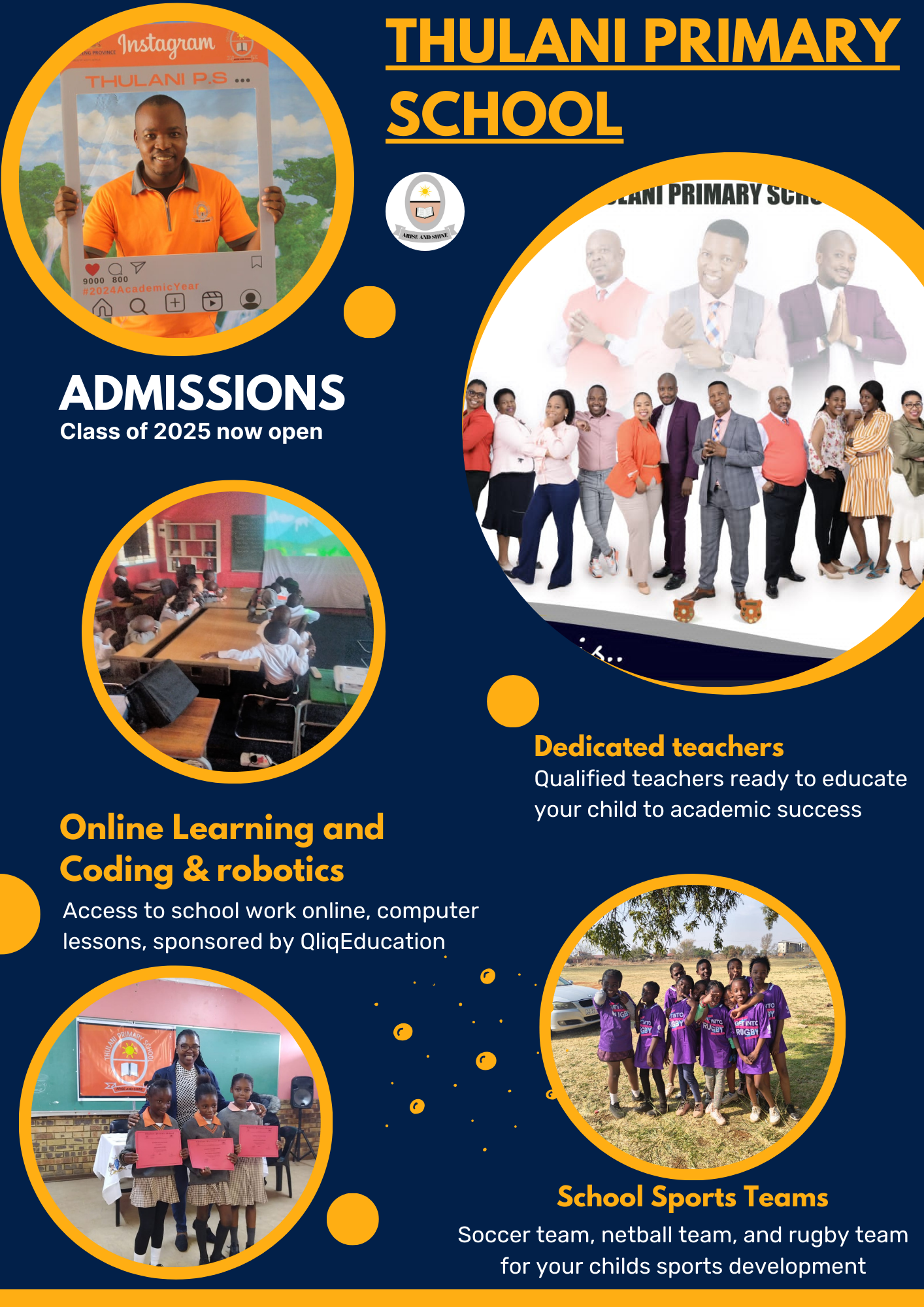 Navy & White Playful School Admission Flyer
